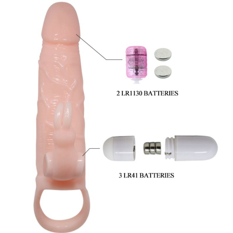 Couvercle de pénis réaliste avec double vibration et lapin — BAILE FOR HIM