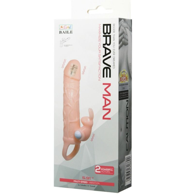 Couvercle de pénis réaliste avec double vibration et lapin — BAILE FOR HIM