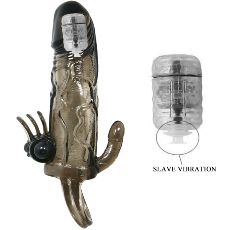 Couvre-pénis réaliste avec stimulation clitoris et anal double bullet — BAILE FOR HIM