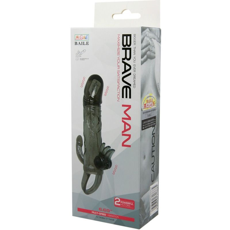 Couvre-pénis réaliste avec stimulation clitoris et anal double bullet — BAILE FOR HIM