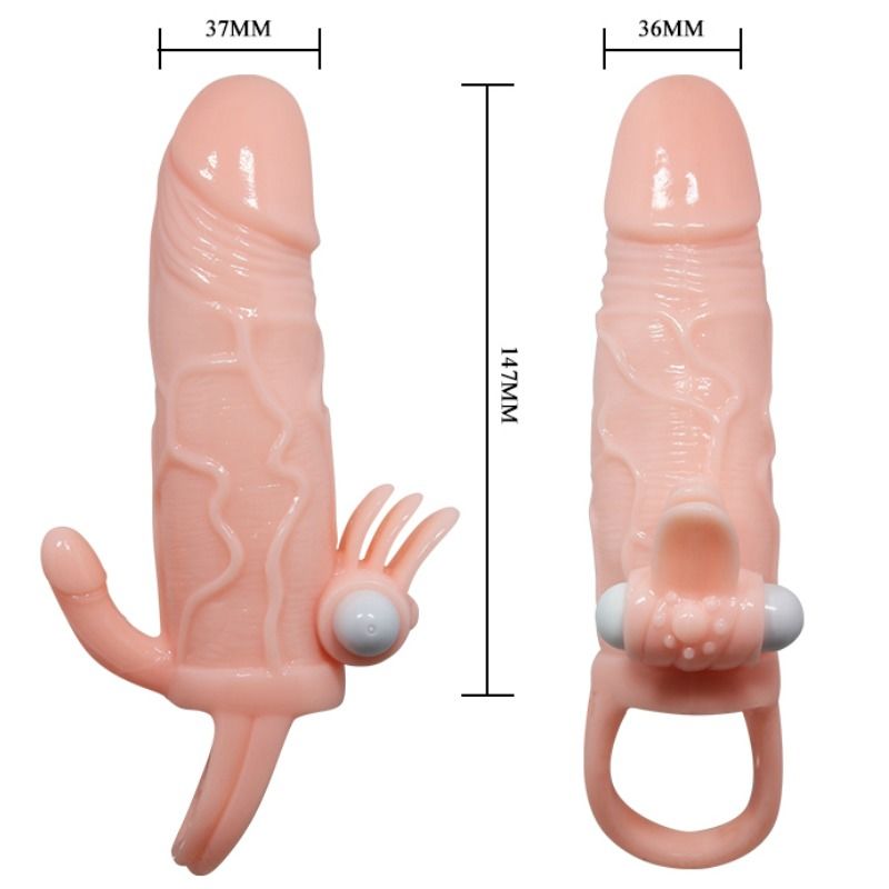 Couvre-pénis vibrant avec stimulateur clitoridien et anal — BAILE FOR HIM
