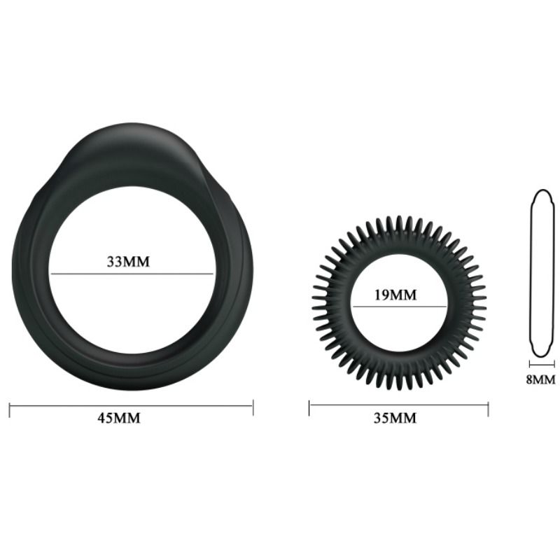 Kit de deux anneaux de virilité en silicone — BAILE FOR HIM