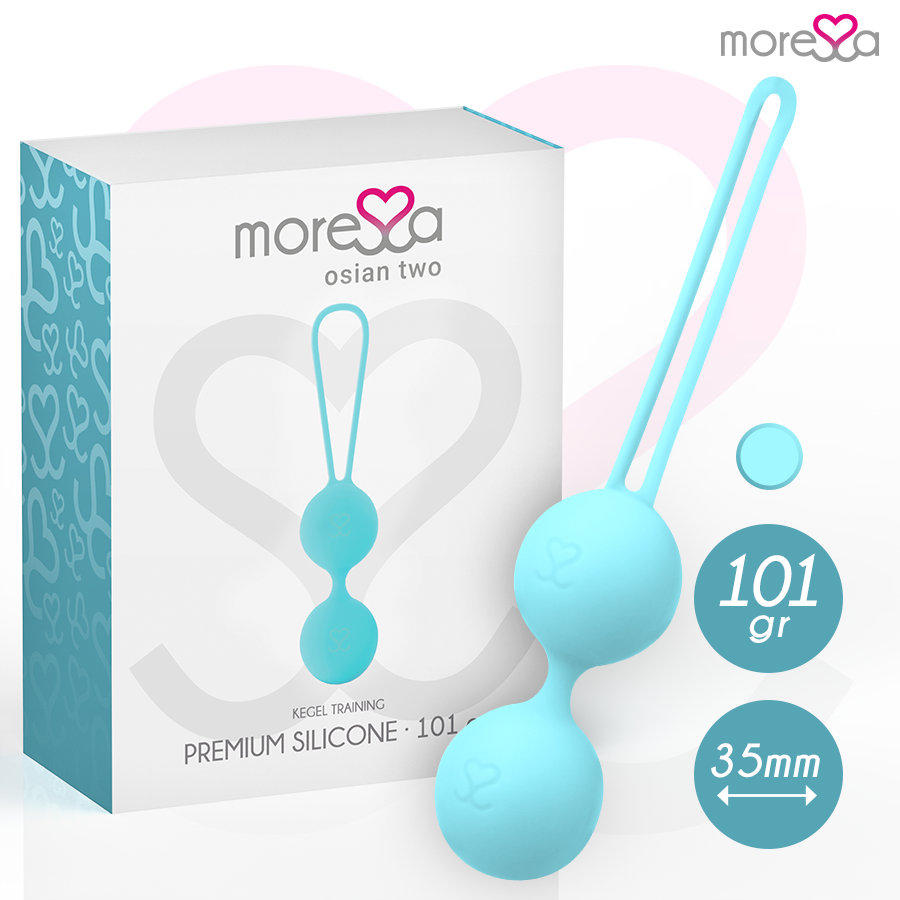 Boules de geisha Osian Deux en silicone turquoise — MORESSA