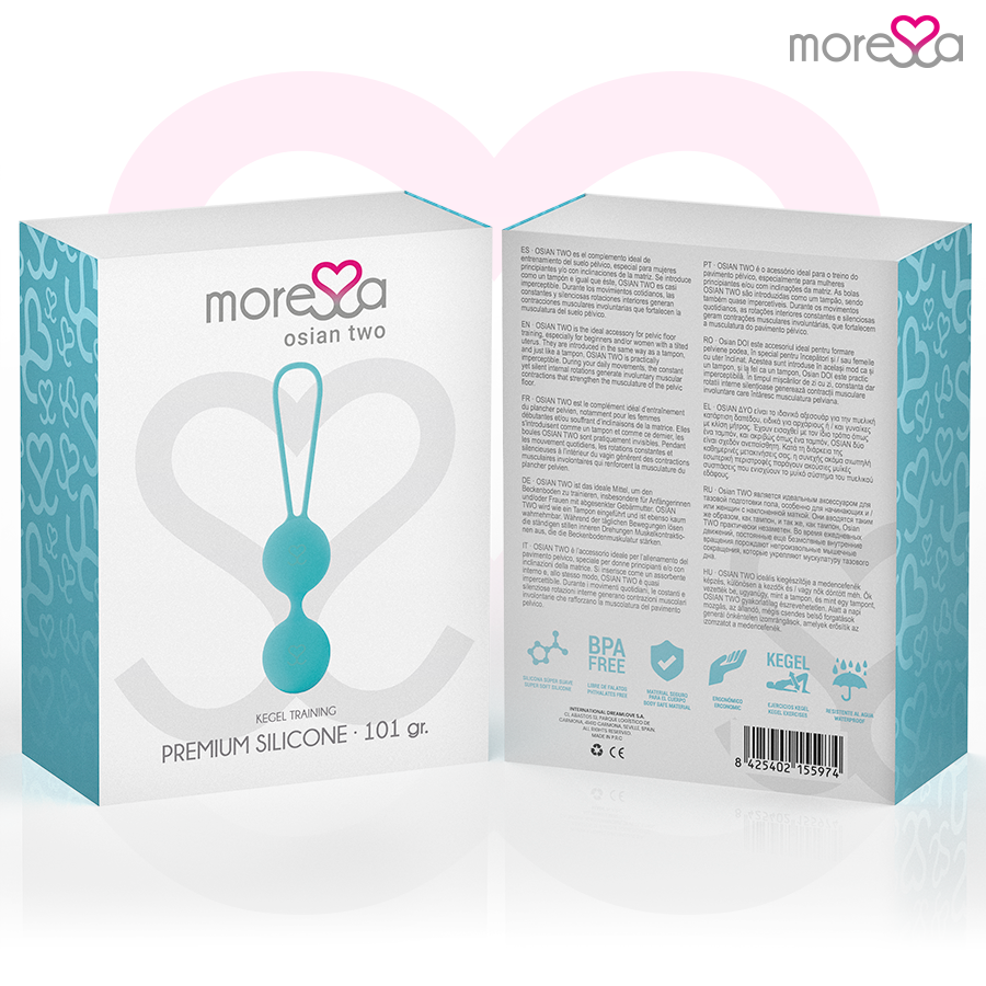 Boules de geisha Osian Deux en silicone turquoise — MORESSA