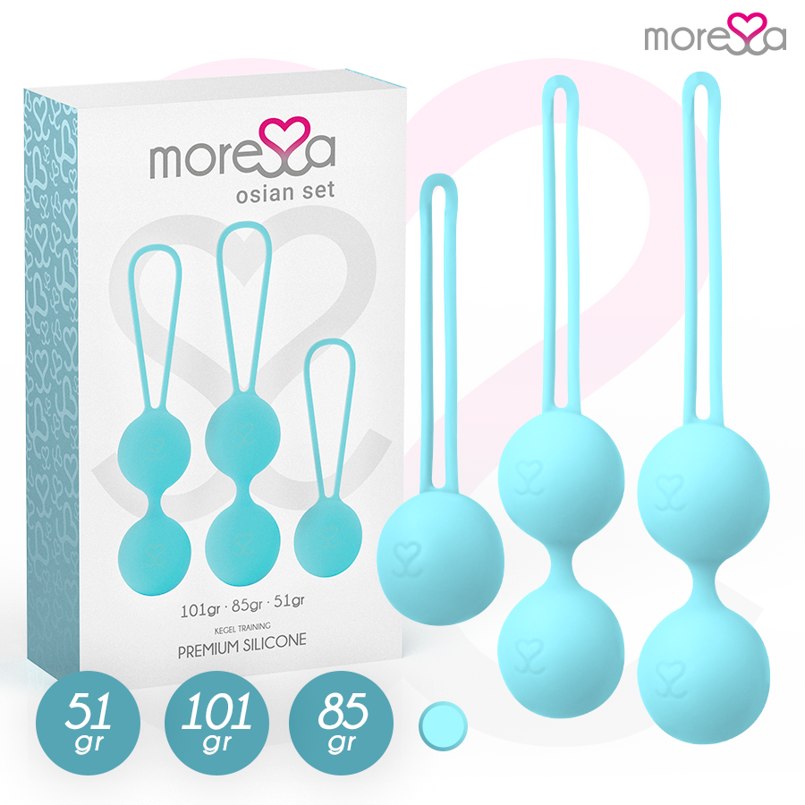 Ensemble de boules de geisha Osian en silicone turquoise — MORESSA