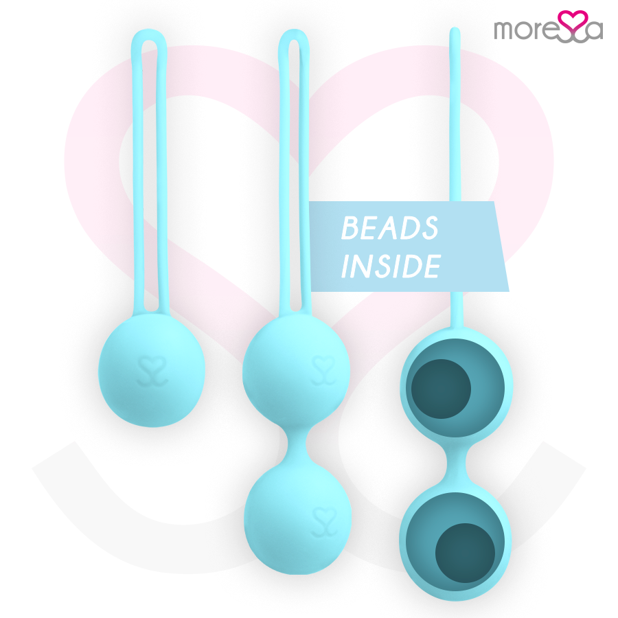 Ensemble de boules de geisha Osian en silicone turquoise — MORESSA