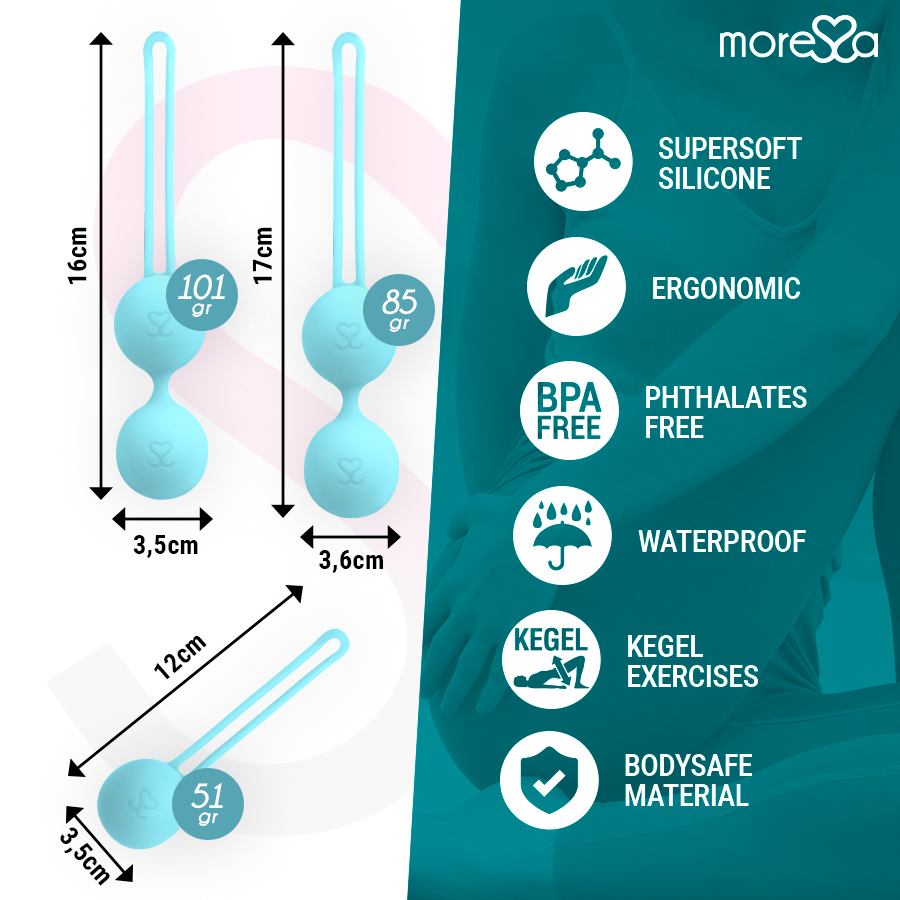 Ensemble de boules de geisha Osian en silicone turquoise — MORESSA