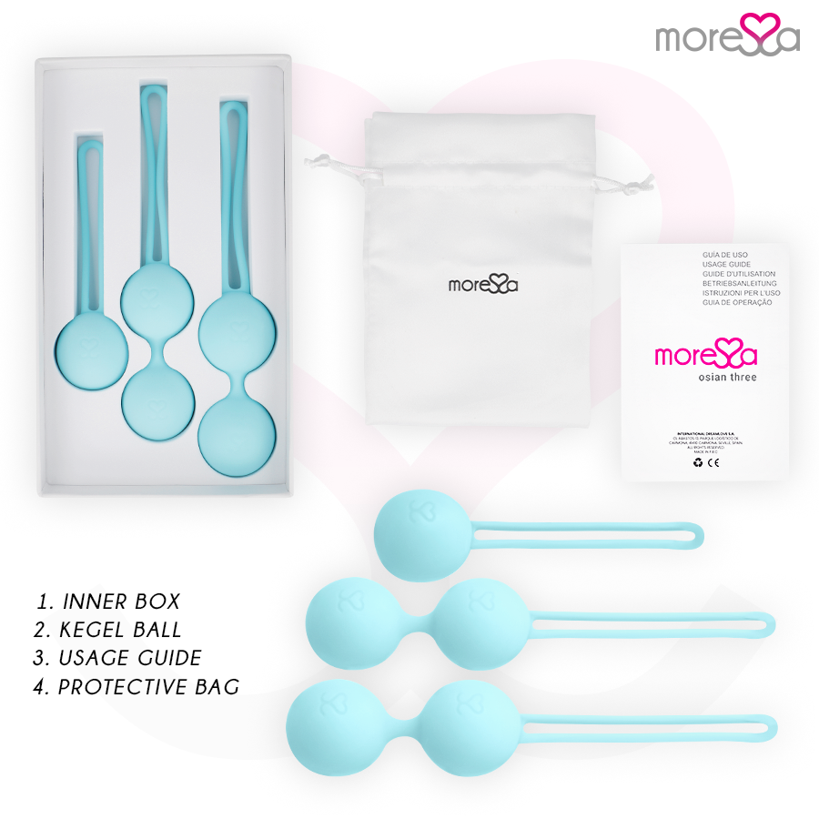 Ensemble de boules de geisha Osian en silicone turquoise — MORESSA