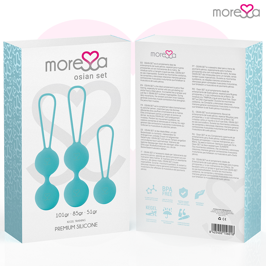 Ensemble de boules de geisha Osian en silicone turquoise — MORESSA