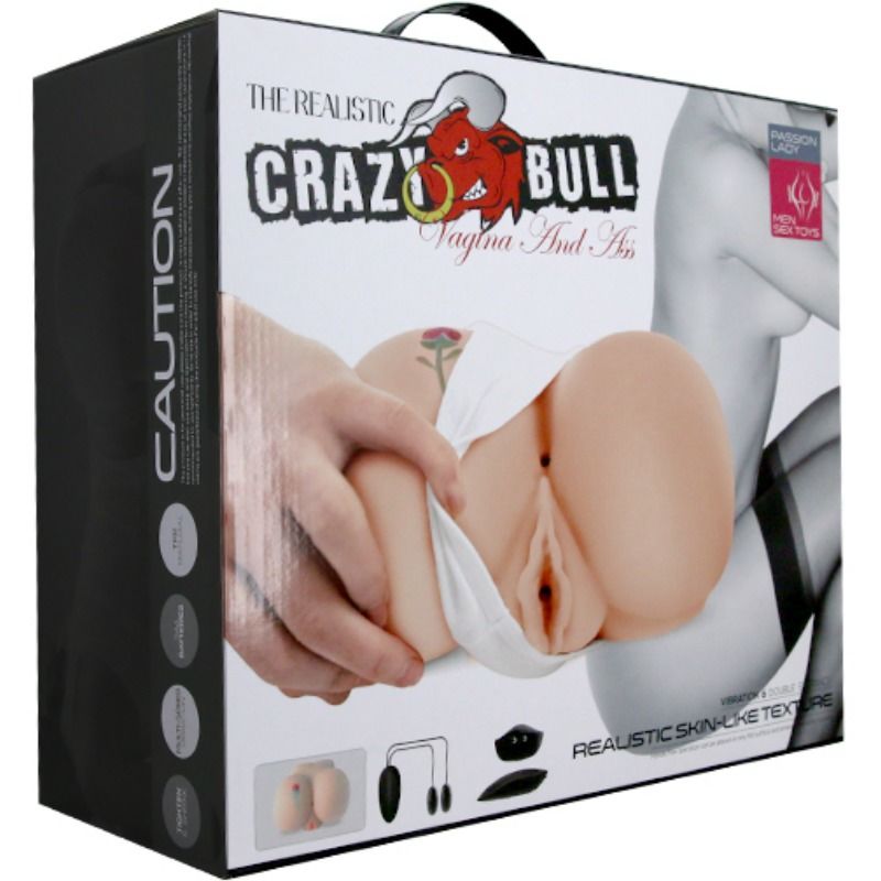Buste double orifice réaliste tatoué vibrant — CRAZY BULL