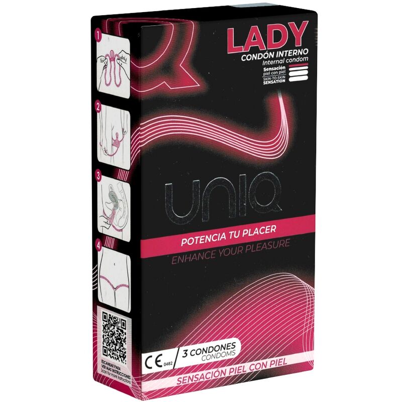 Préservatif féminin sans latex avec porte-jarretelles en dentelle (3 unités) — UNIQ