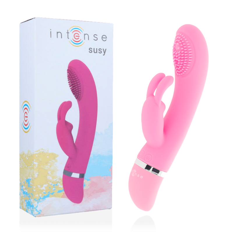 Vibrateur oscillant lapin Susy en silicone rose — INTENSE HIGH TECH