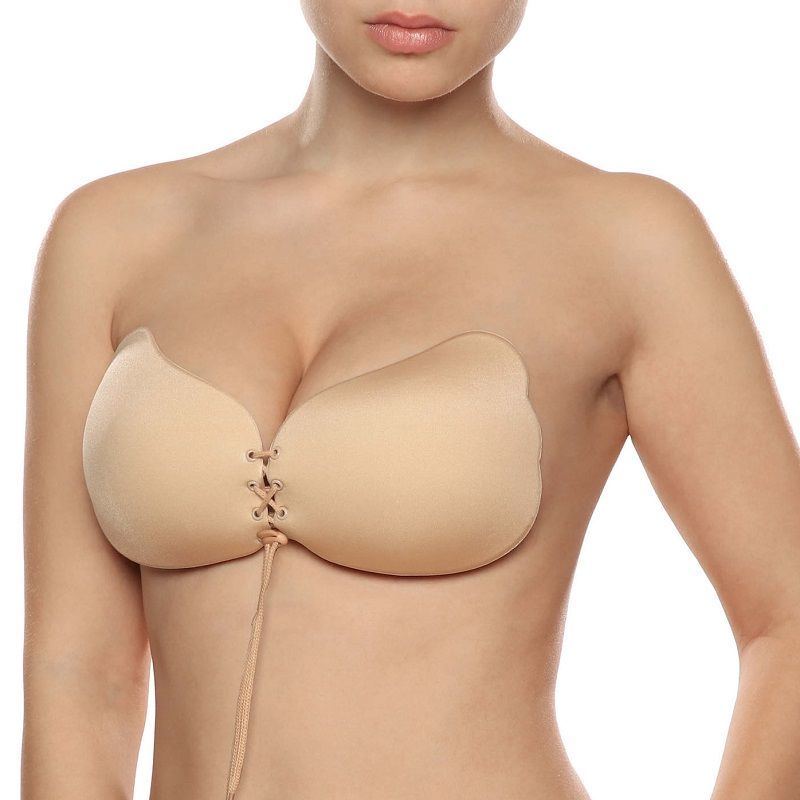Soutien-gorge dentelle push-up adhésif beige — BYE BRA - BRAS