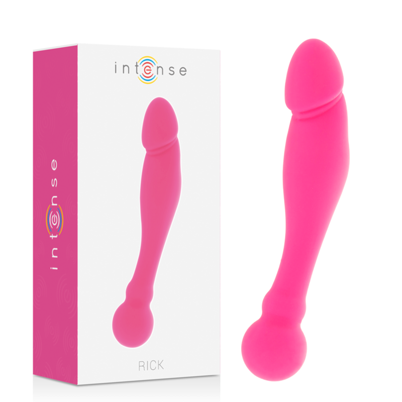 Double stimulateur courbé en silicone rose — INTENSE HIGH TECH