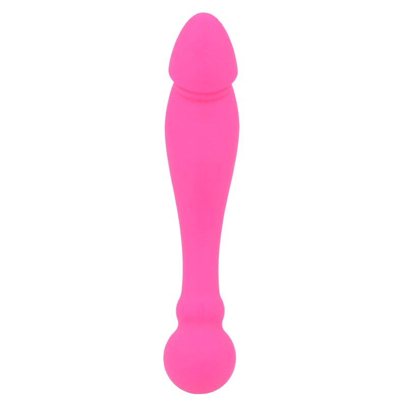 Double stimulateur courbé en silicone rose — INTENSE HIGH TECH