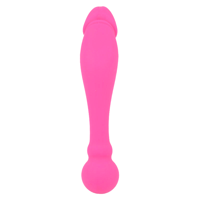 Double stimulateur courbé en silicone rose — INTENSE HIGH TECH