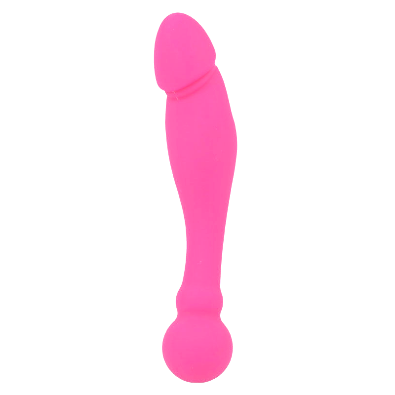 Double stimulateur courbé en silicone rose — INTENSE HIGH TECH