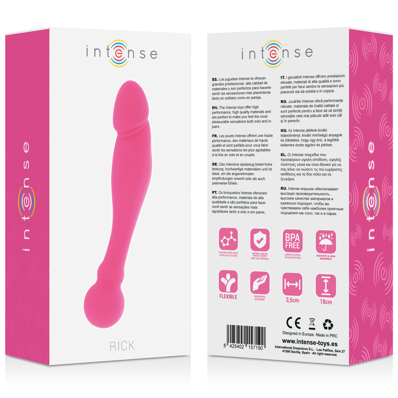 Double stimulateur courbé en silicone rose — INTENSE HIGH TECH