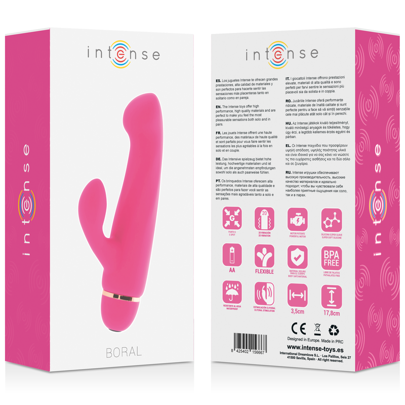 Vibromasseur Boral silicone rose 20 vitesses — INTENSE HIGH TECH