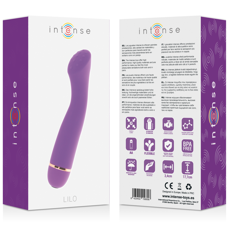 Vibromasseur 20 vitesses en silicone lilas — INTENSE HIGH TECH