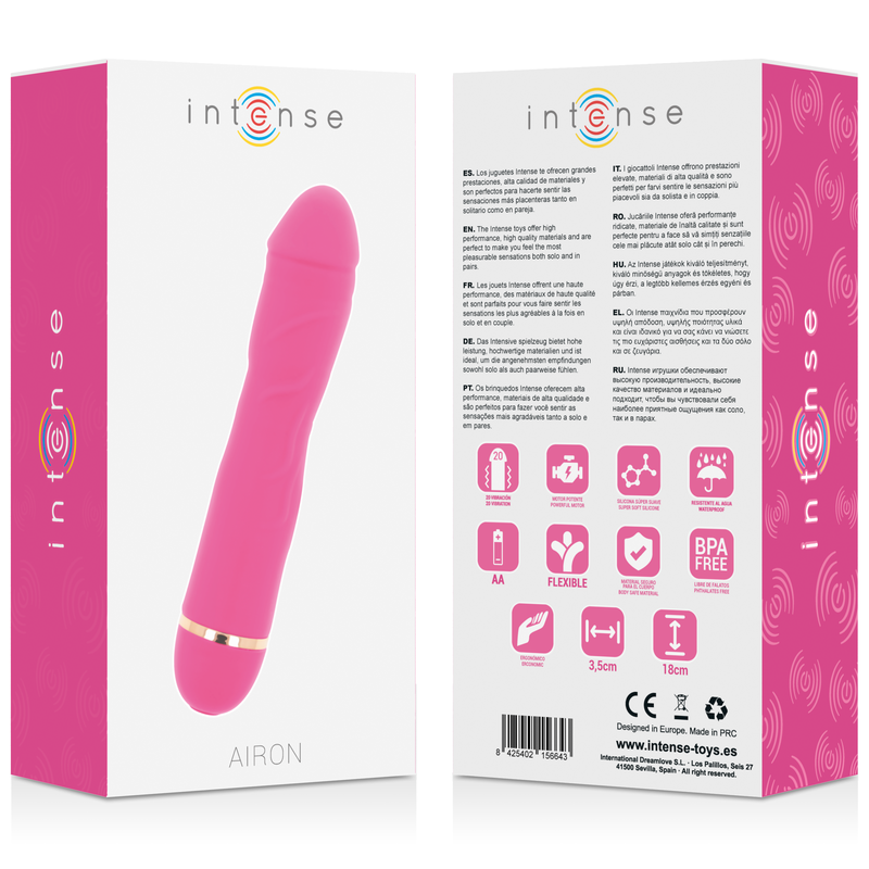 Vibromasseur Airon 20 vitesses en silicone rose — INTENSE HIGH TECH