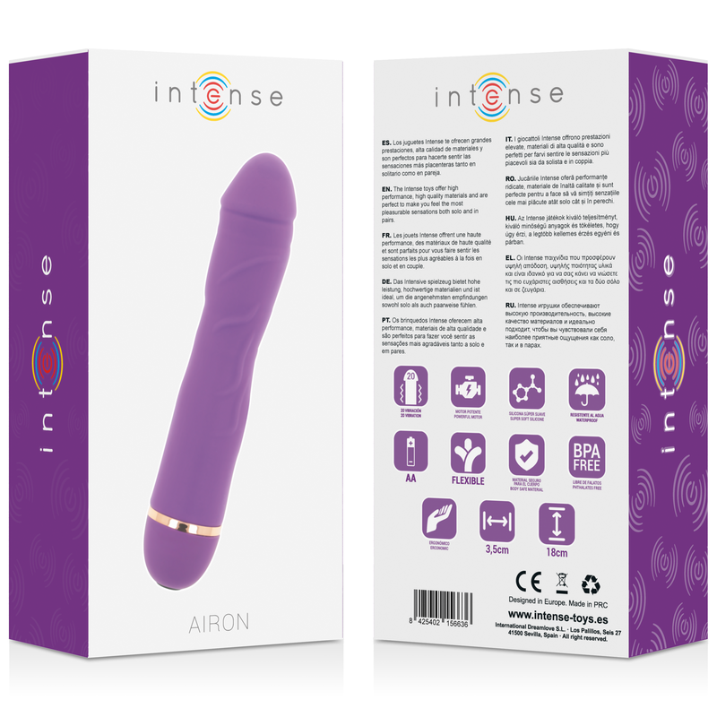 Vibromasseur Airon 20 vitesses silicone lilas — INTENSE HIGH TECH