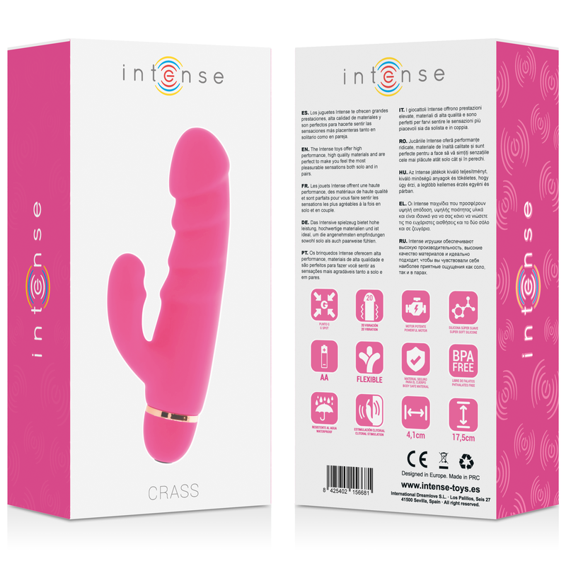 Stimulateur double Crass 20 vitesses silicone rose — INTENSE HIGH TECH