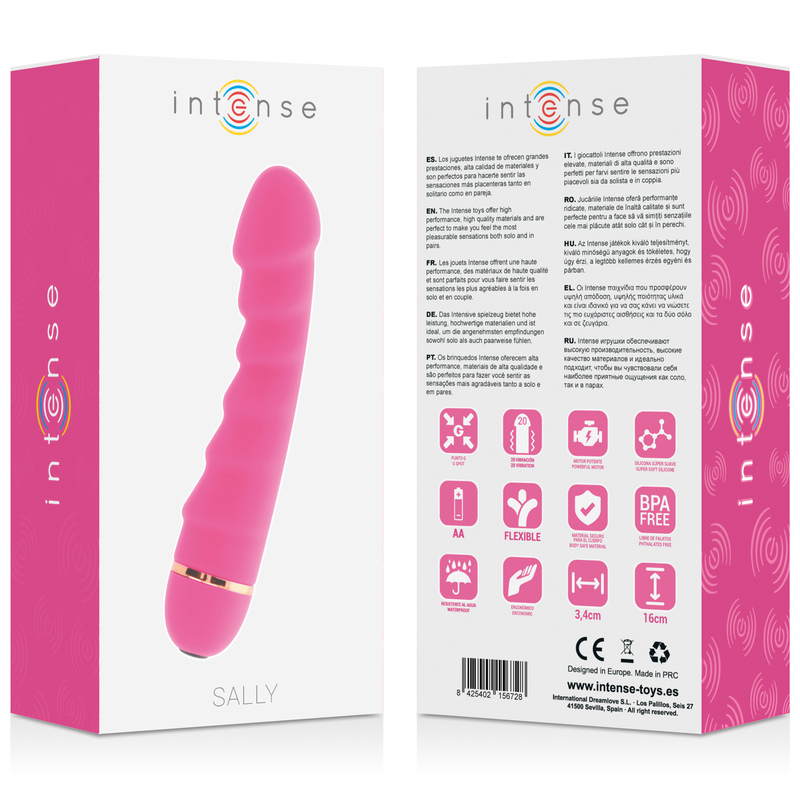 Sally, vibromasseur 20 vitesses en silicone rose — INTENSE HIGH TECH