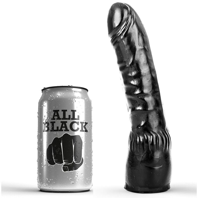 Stimulateur réaliste noir incurvé 20 cm — ALL BLACK