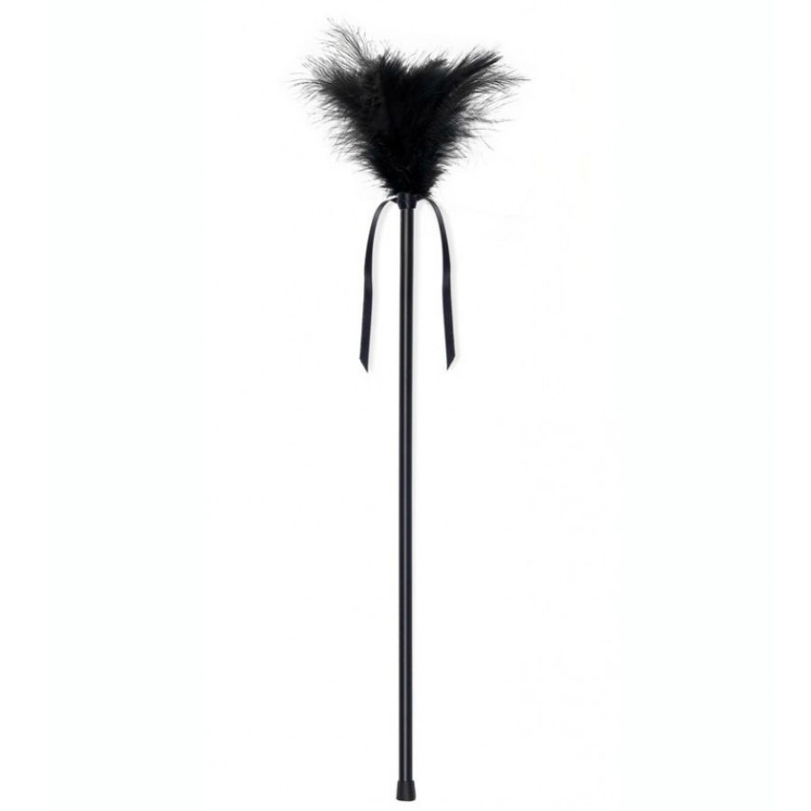 Panache de caresses en plumes noires 40 cm — SECRETPLAY 100% FETISH