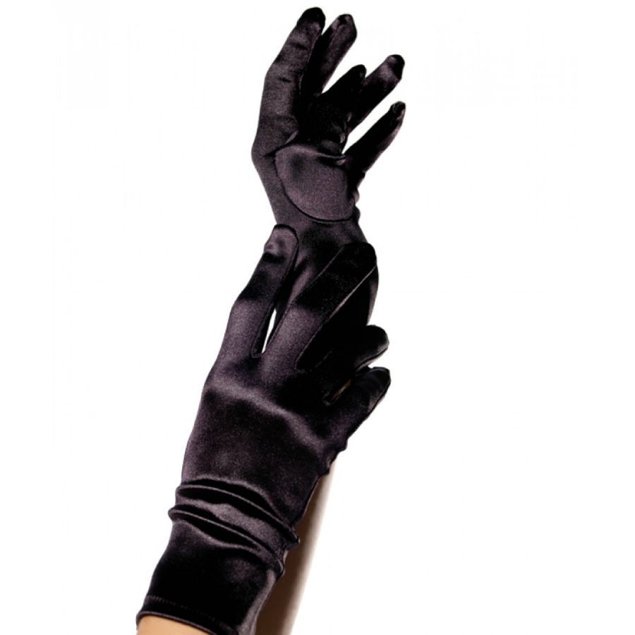 Gants courts satin noir brillant — LEG AVENUE ACCESSORIES