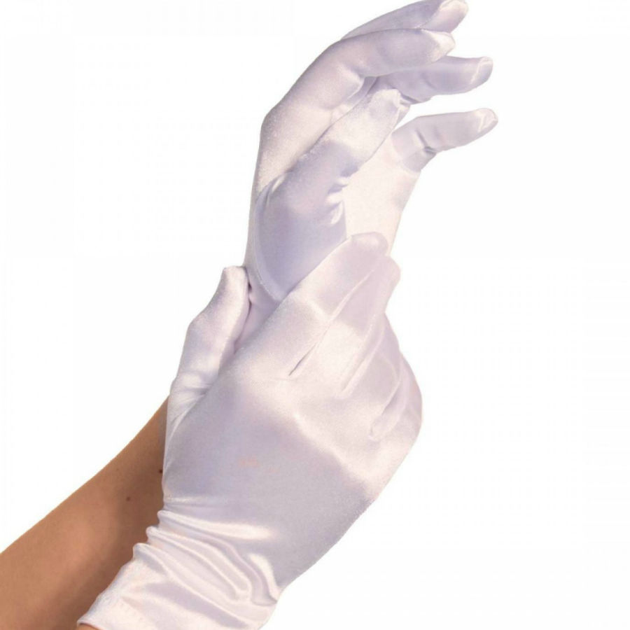 Gants courts satin blancs — LEG AVENUE ACCESSORIES
