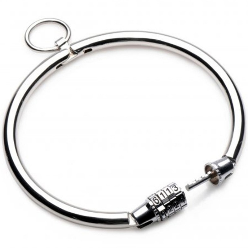 Collier de soumission en métal à fermeture par cadenas à combinaison — METAL HARD