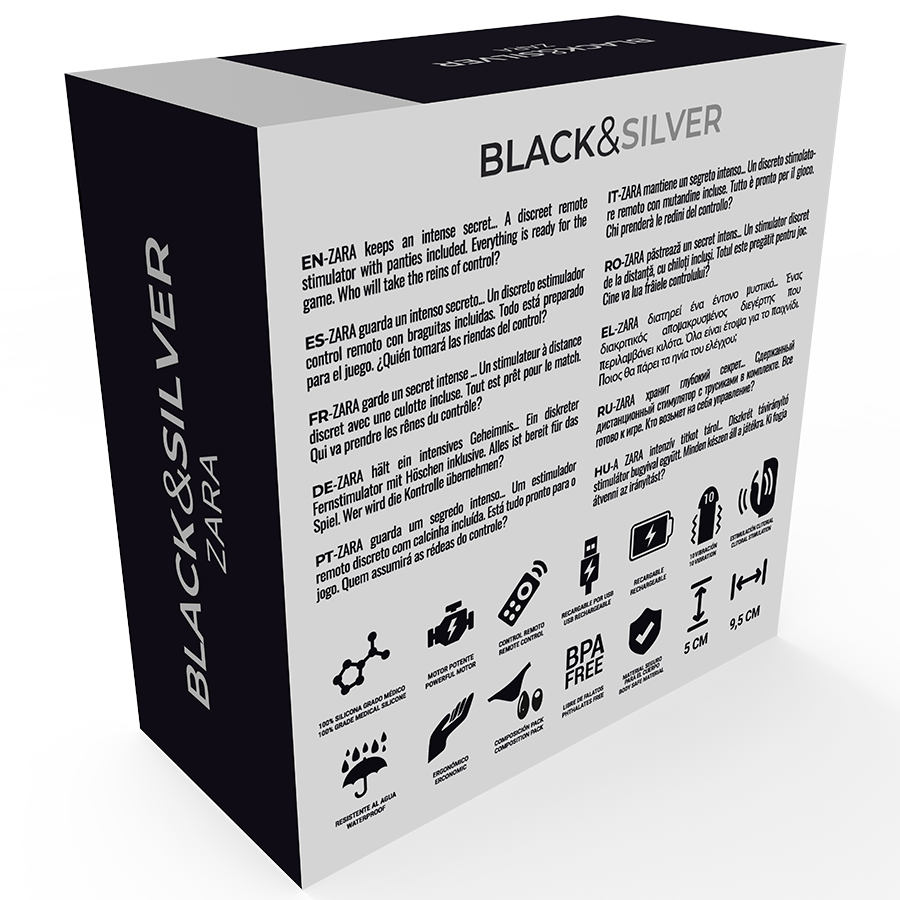 Stimulateur vibrant télécommandé avec culotte — BLACK&SILVER