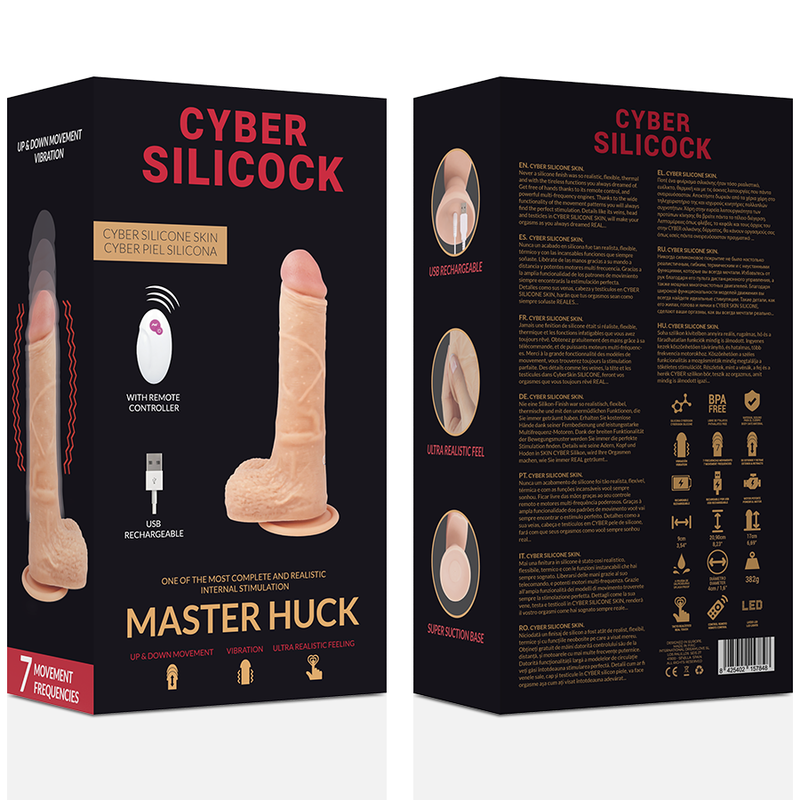 Gode réaliste télécommandé Master Huck 20,9 cm — CYBER SILICOCK