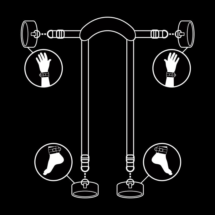 Ensemble de contrainte position maître avec menottes doublées — FETISH SUBMISSIVE BONDAGE