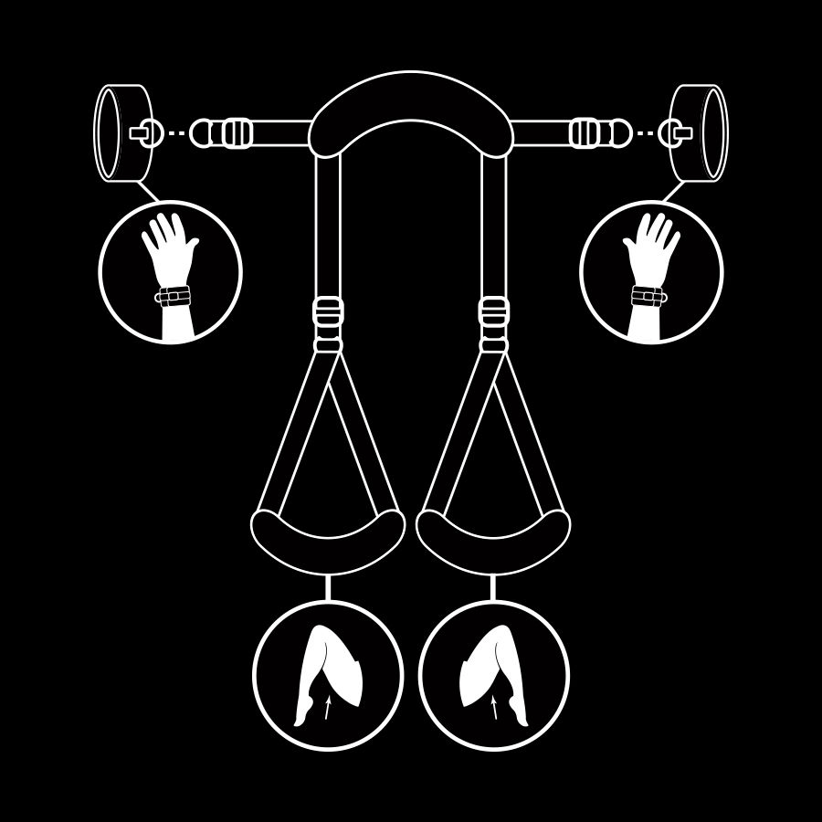 Ensemble de contrainte jambes ouvertes avec menottes double — FETISH SUBMISSIVE BONDAGE