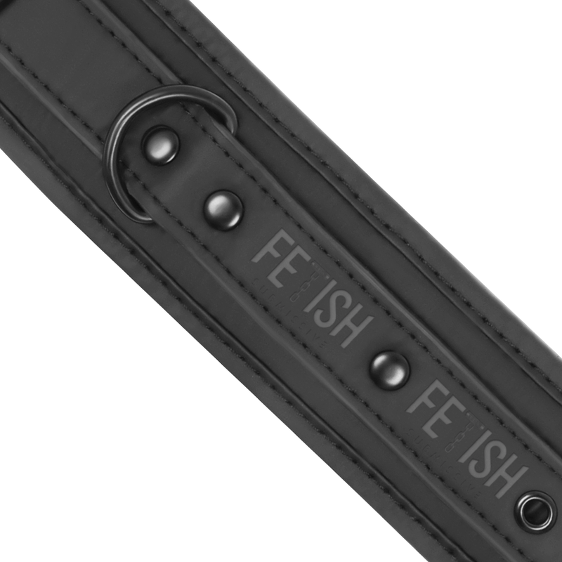 Ensemble collier et menottes en cuir végan doublé noprène — FETISH SUBMISSIVE BONDAGE