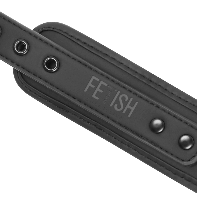 Ensemble collier et menottes en cuir végan doublé noprène — FETISH SUBMISSIVE BONDAGE