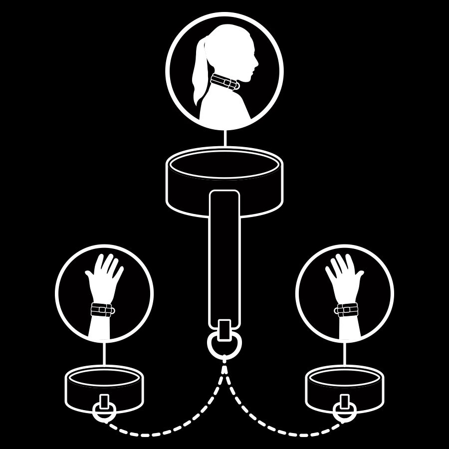 Set collare e manette in pelle vegana con fodera in neoprene — FETISH SUBMISSIVE BONDAGE