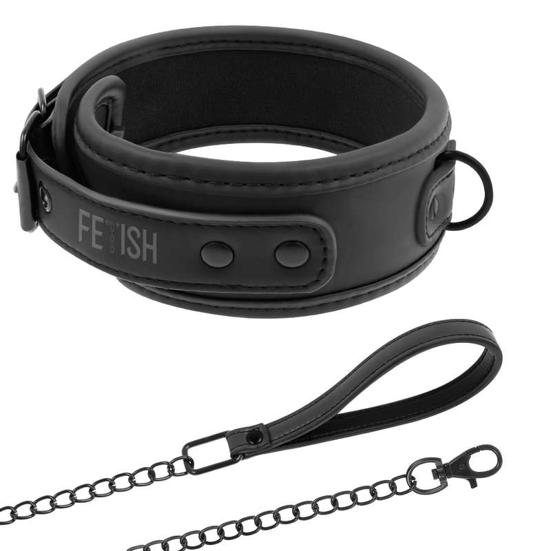 Collier de soumission avec chaîne métal et doublure néoprène — FETISH SUBMISSIVE BONDAGE