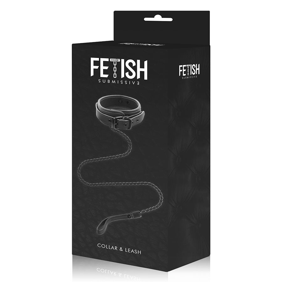 Collier de soumission avec chaîne métal et doublure néoprène — FETISH SUBMISSIVE BONDAGE