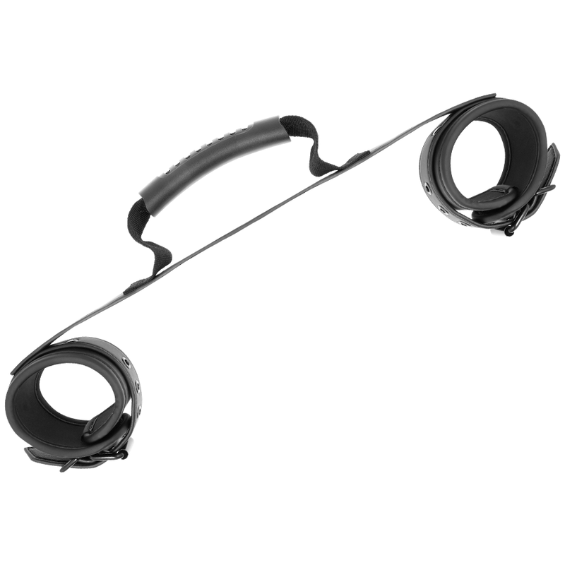 Menottes en cuir vegan rembourrées avec poignée — FETISH SUBMISSIVE BONDAGE