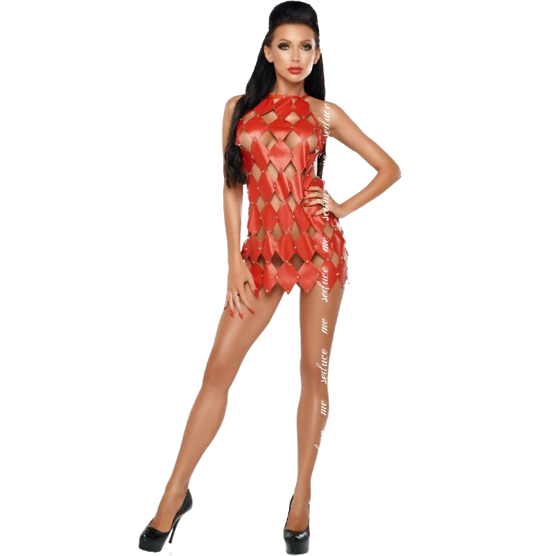 Robe dos nu en motif damier losangé à clous — ME-SEDUCE DRESSES