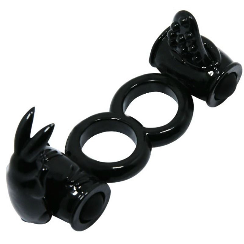 Anneau vibrant double avec lapin stimulateur — BAILE FOR HIM