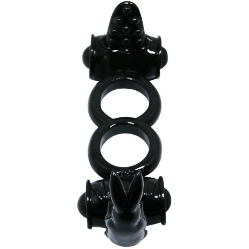 Anneau vibrant double avec lapin stimulateur — BAILE FOR HIM