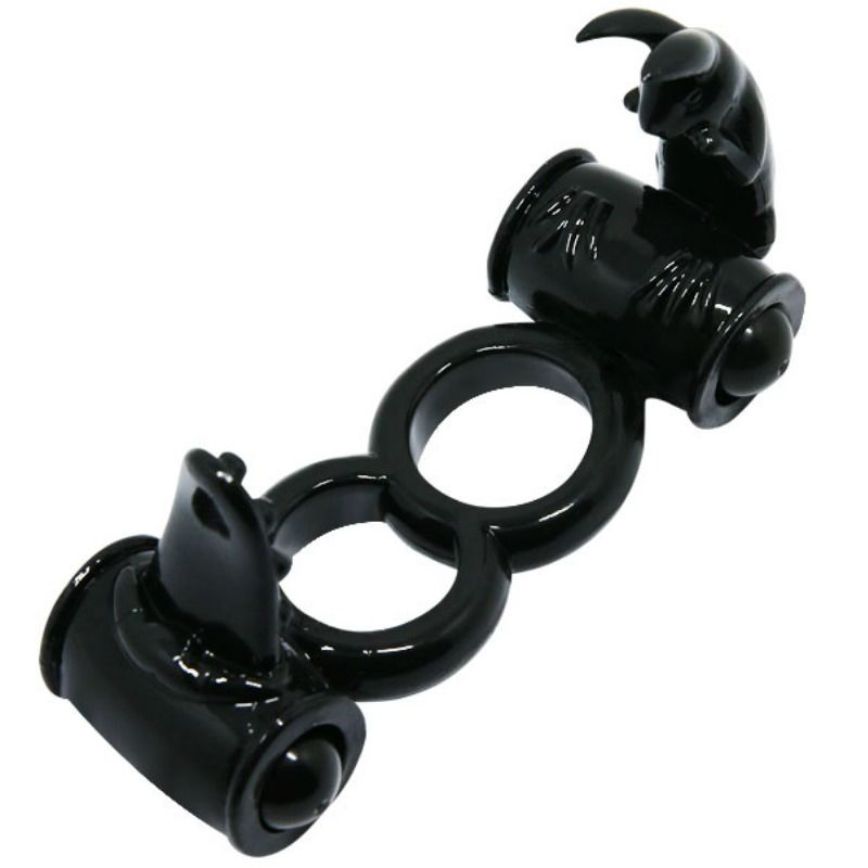 Anneau vibrant double avec lapin stimulateur — BAILE FOR HIM