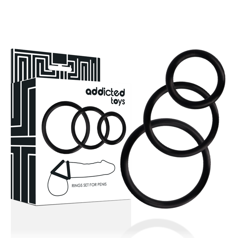 Kit de 3 anneaux péniens noirs — ADDICTED TOYS