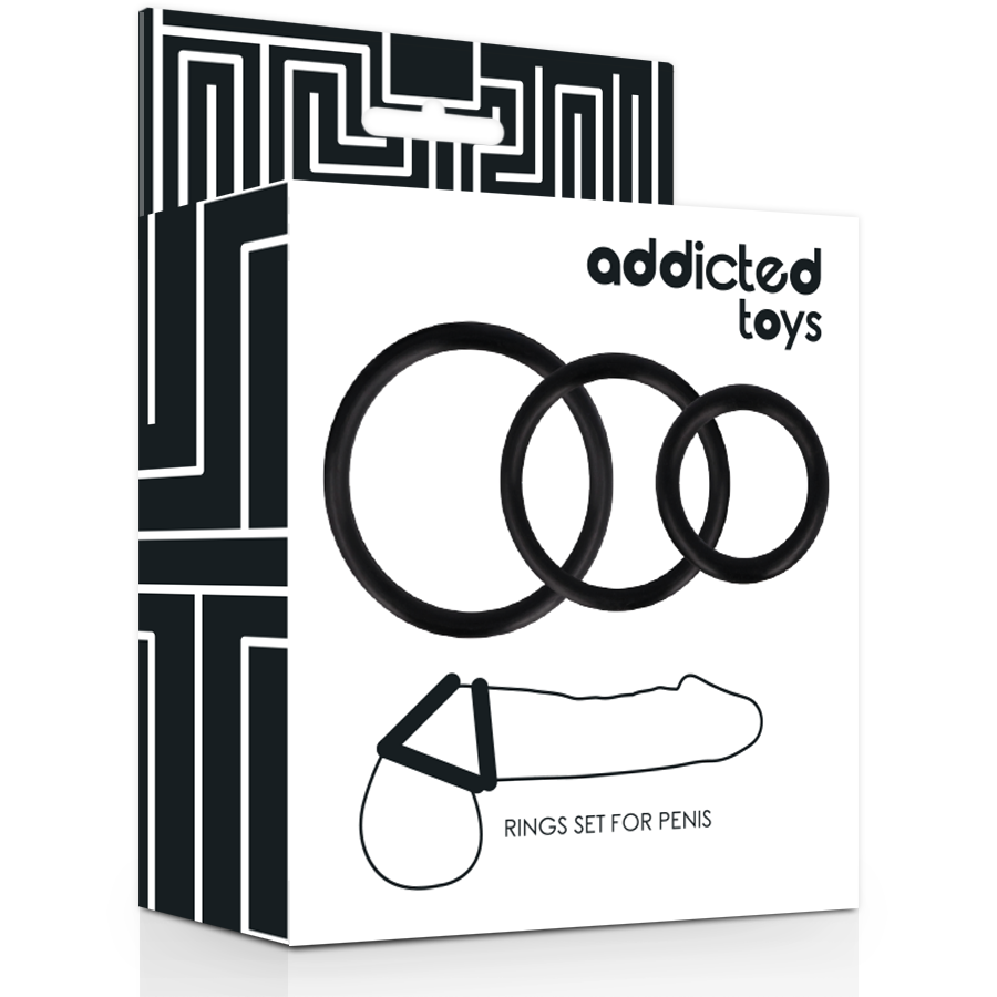 Kit de 3 anneaux péniens noirs — ADDICTED TOYS