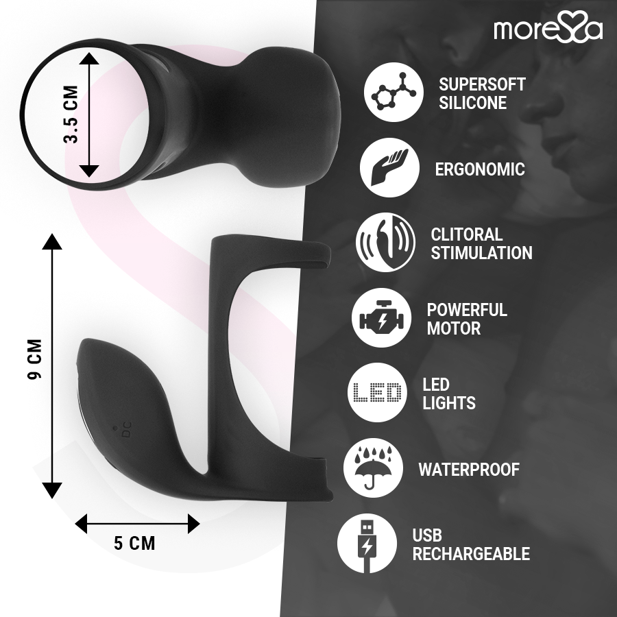 Anneau vibrant gainé avec stimulateur clitoridien Brandon — MORESSA